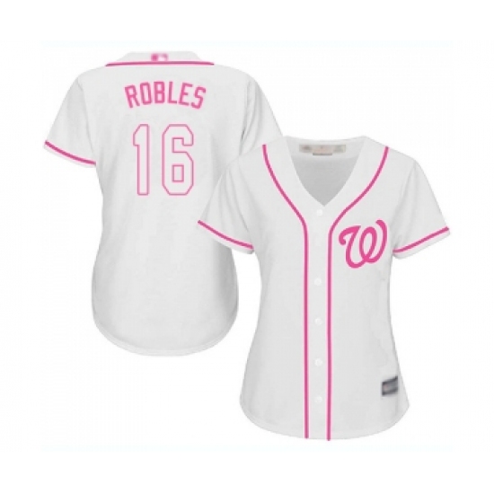 Women's Washington Nationals 16 Victor Robles Replica White Fashion Cool Base Baseball Jersey
