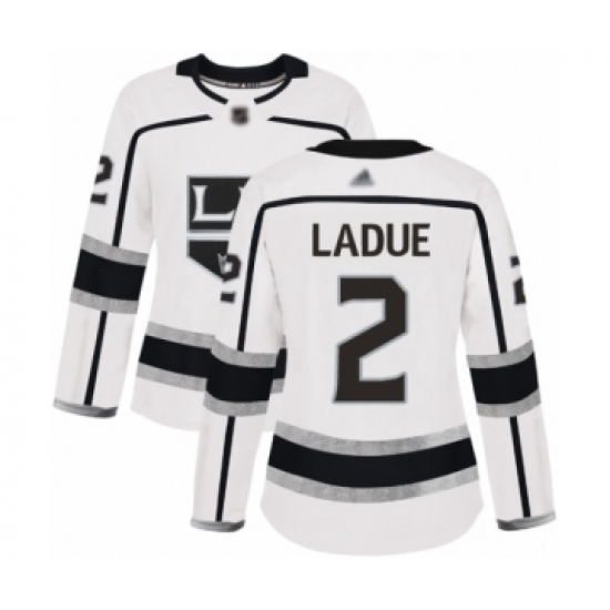 Women's Los Angeles Kings 2 Paul LaDue Authentic White Away Hockey Jersey