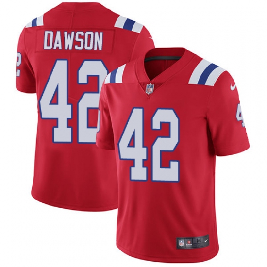 Men's Nike New England Patriots 42 Duke Dawson Red Alternate Vapor Untouchable Limited Player NFL Jersey