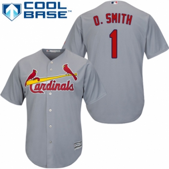 Men's Majestic St. Louis Cardinals 1 Ozzie Smith Replica Grey Road Cool Base MLB Jersey