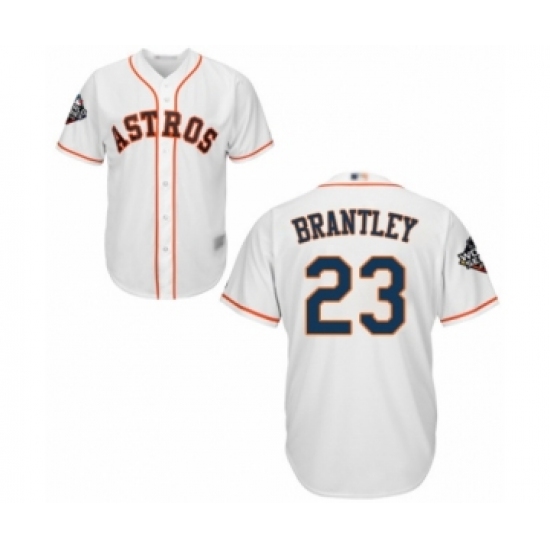 Youth Houston Astros 23 Michael Brantley Authentic White Home Cool Base 2019 World Series Bound Baseball Jersey