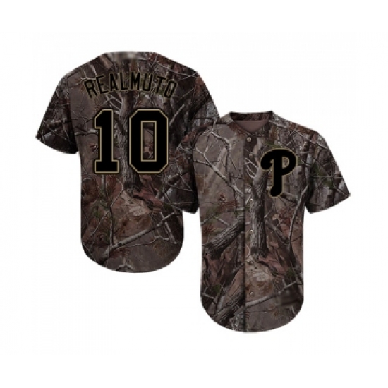 Youth Philadelphia Phillies 10 J. T. Realmuto Authentic Camo Realtree Collection Flex Base Baseball Jersey