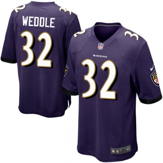 Men's Nike Baltimore Ravens 32 Eric Weddle Game Purple Team Color NFL Jersey