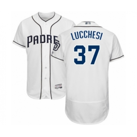 Men's San Diego Padres 37 Joey Lucchesi White Home Flex Base Authentic Collection Baseball Player Jersey