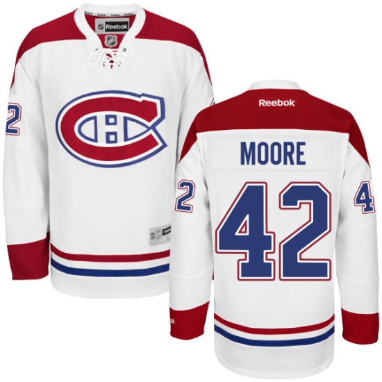 Youth Reebok Montreal Canadiens 42 Dominic Moore Authentic White Away NHL Jersey