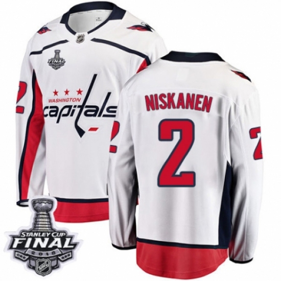Men's Washington Capitals 2 Matt Niskanen Fanatics Branded White Away Breakaway 2018 Stanley Cup Final NHL Jersey