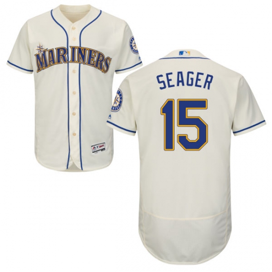 Men's Majestic Seattle Mariners 15 Kyle Seager Cream Alternate Flex Base Authentic Collection MLB Jersey