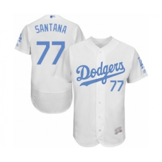 Men's Los Angeles Dodgers 77 Dennis Santana Authentic White 2016 Father's Day Fashion Flex Base Baseball Player Jersey