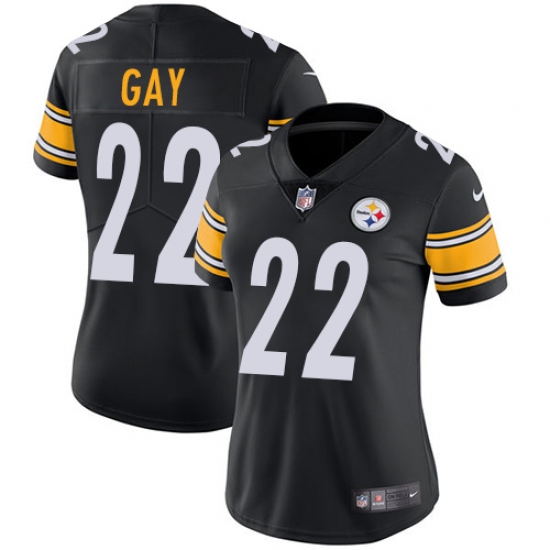 Women's Nike Pittsburgh Steelers 22 William Gay Black Team Color Vapor Untouchable Limited Player NFL Jersey
