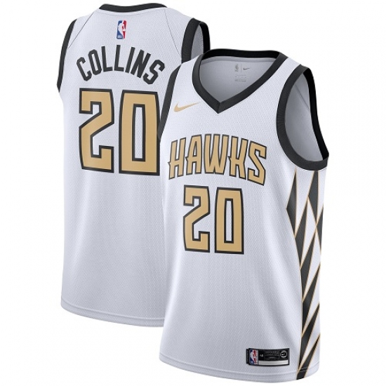 Men's Nike Atlanta Hawks 20 John Collins Swingman White NBA Jersey - City Edition