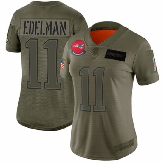 Women's New England Patriots 11 Julian Edelman Limited Camo 2019 Salute to Service Football Jersey