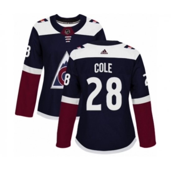 Women's Adidas Colorado Avalanche 28 Ian Cole Premier Navy Blue Alternate NHL Jersey