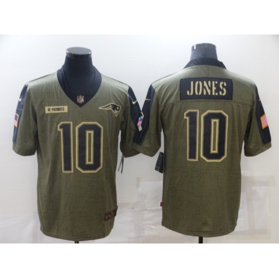 Men's New England Patriots 10 Mac Jones Nike Olive 2021 Salute To Service Limited Player Jersey
