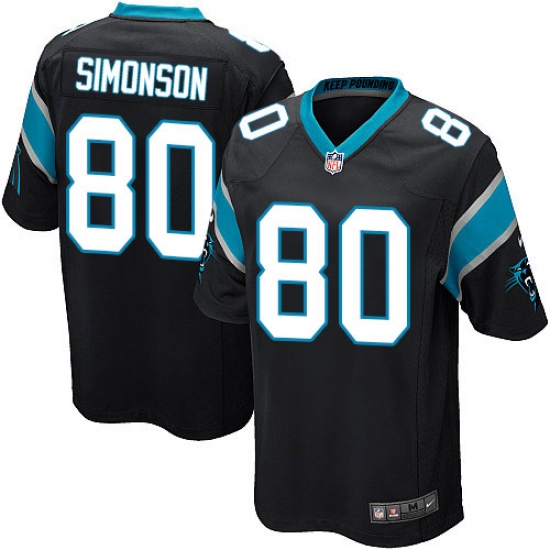 Men's Nike Carolina Panthers 80 Scott Simonson Game Black Team Color NFL Jersey