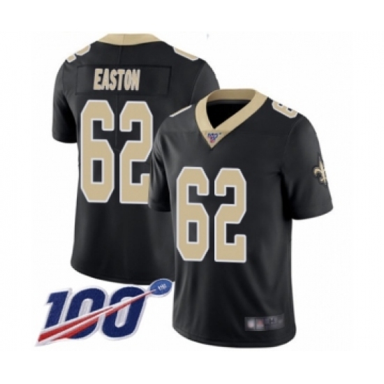 Men's New Orleans Saints 62 Nick Easton Black Team Color Vapor Untouchable Limited Player 100th Season Football Jersey