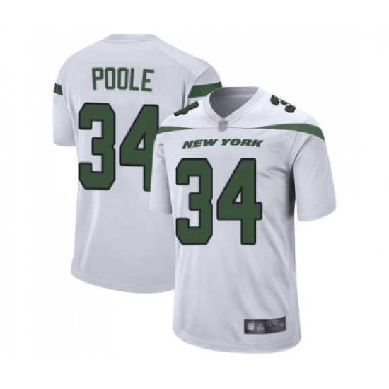 Men's New York Jets 34 Brian Poole Game White Football Jersey