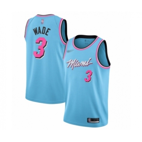 Youth Miami Heat 3 Dwyane Wade Swingman Blue Basketball Jersey - 2019 20 City Edition
