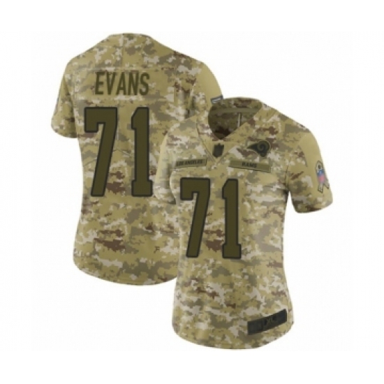 Women's Los Angeles Rams 71 Bobby Evans Limited Camo 2018 Salute to Service Football Jersey