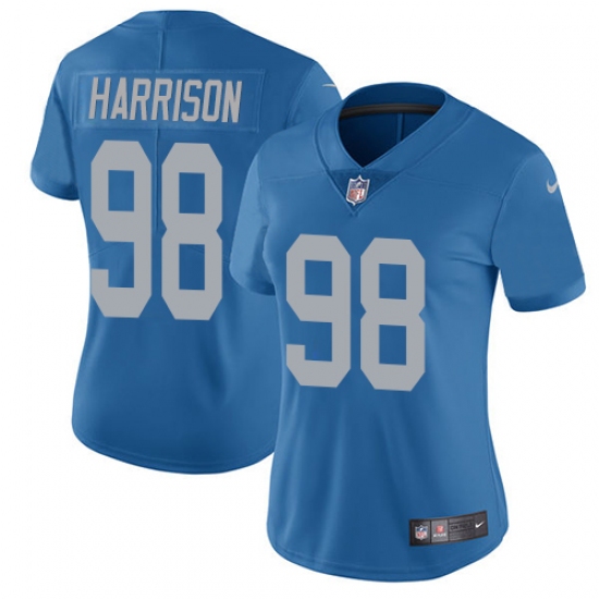 Women's Nike Detroit Lions 98 Damon Harrison Blue Alternate Vapor Untouchable Limited Player NFL Jersey