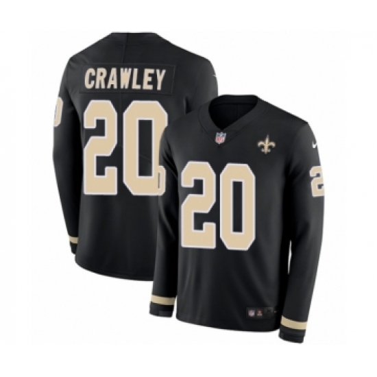 Men's Nike New Orleans Saints 20 Ken Crawley Limited Black Therma Long Sleeve NFL Jersey