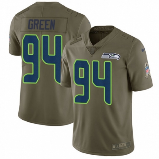 Men's Nike Seattle Seahawks 94 Rasheem Green Limited Olive 2017 Salute to Service NFL Jersey