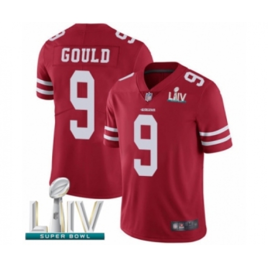 Men's San Francisco 49ers 9 Robbie Gould Red Team Color Vapor Untouchable Limited Player Super Bowl LIV Bound Football Jersey