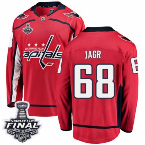 Men's Washington Capitals 68 Jaromir Jagr Fanatics Branded Red Home Breakaway 2018 Stanley Cup Final NHL Jersey