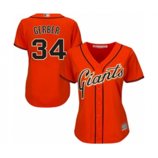 Women's San Francisco Giants 34 Mike Gerber Authentic Orange Alternate Cool Base Baseball Player Jersey
