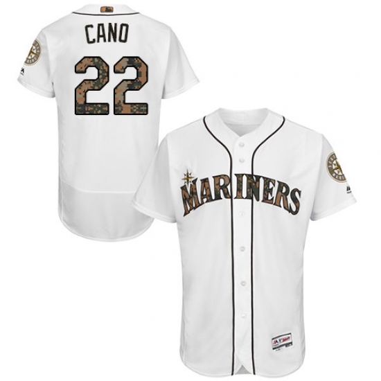 Men's Majestic Seattle Mariners 22 Robinson Cano Authentic White 2016 Memorial Day Fashion Flex Base MLB Jersey