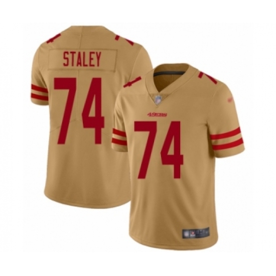 Men's San Francisco 49ers 74 Joe Staley Limited Gold Inverted Legend Football Jersey