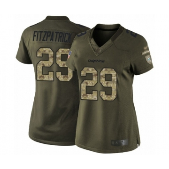 Women's Miami Dolphins 29 Minkah Fitzpatrick Limited Green Salute to Service Football Jersey