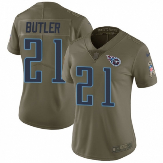 Women's Nike Tennessee Titans 21 Malcolm Butler Limited Olive 2017 Salute to Service NFL Jersey
