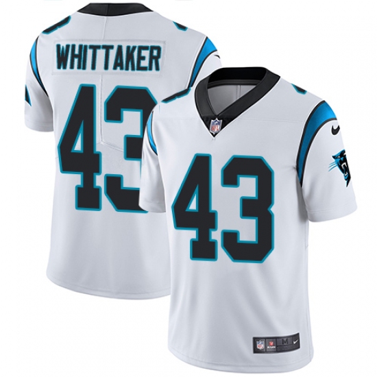 Men's Nike Carolina Panthers 43 Fozzy Whittaker White Vapor Untouchable Limited Player NFL Jersey