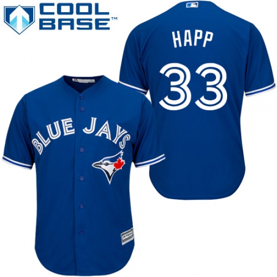 Men's Majestic Toronto Blue Jays 33 J.A. Happ Replica Blue Alternate MLB Jersey