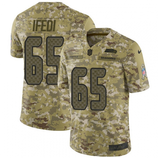 Youth Nike Seattle Seahawks 65 Germain Ifedi Limited Camo 2018 Salute to Service NFL Jersey