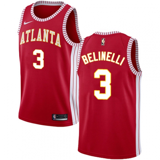 Men's Nike Atlanta Hawks 3 Marco Belinelli Swingman Red NBA Jersey Statement Edition