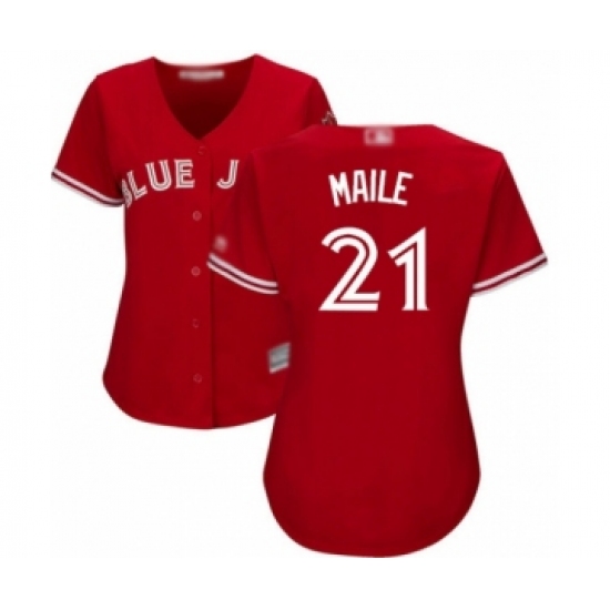 Women's Toronto Blue Jays 21 Luke Maile Authentic Scarlet Alternate Baseball Player Jersey