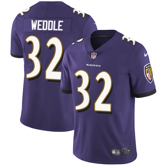 Men's Nike Baltimore Ravens 32 Eric Weddle Purple Team Color Vapor Untouchable Limited Player NFL Jersey