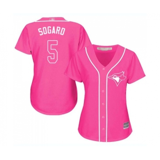 Women's Toronto Blue Jays 5 Eric Sogard Replica Pink Fashion Cool Base Baseball Jersey