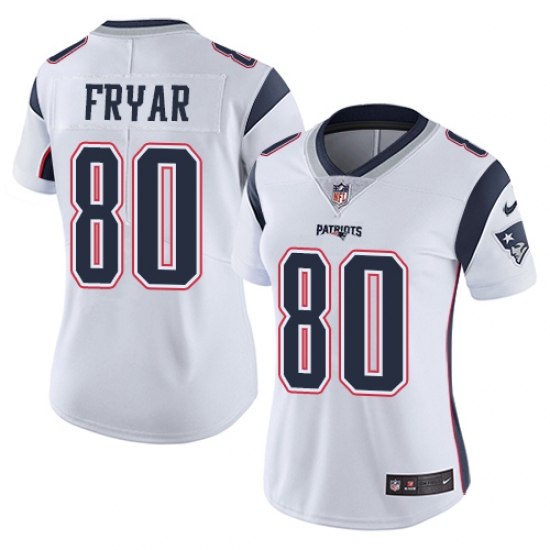 Women's Nike New England Patriots 80 Irving Fryar White Vapor Untouchable Limited Player NFL Jersey