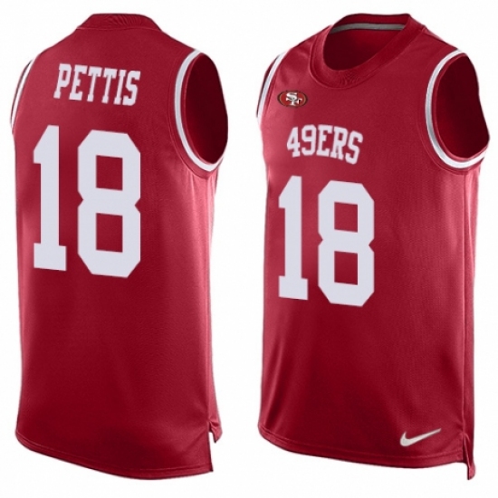 Men's Nike San Francisco 49ers 18 Dante Pettis Limited Red Player Name & Number Tank Top NFL Jersey