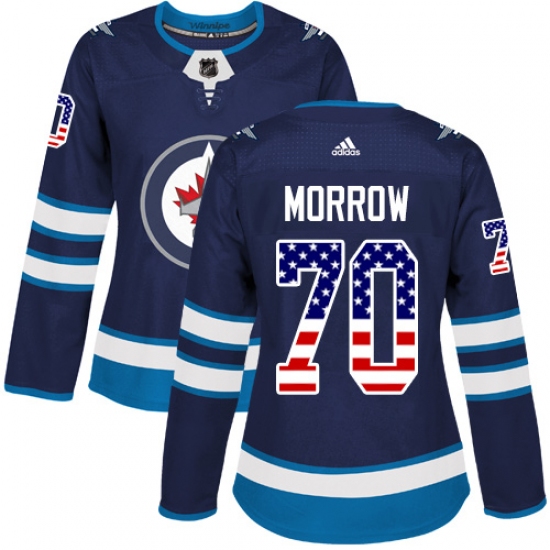 Women's Adidas Winnipeg Jets 70 Joe Morrow Authentic Navy Blue USA Flag Fashion NHL Jersey