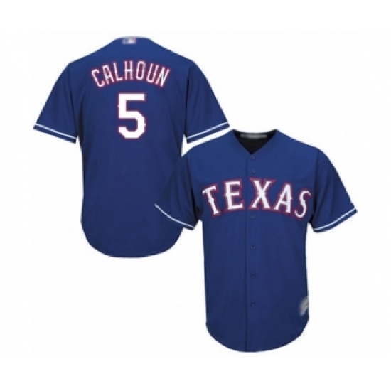 Youth Texas Rangers 5 Willie Calhoun Authentic Royal Blue Alternate 2 Cool Base Baseball Player Jersey