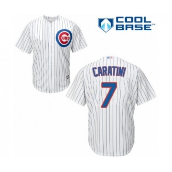 Youth Chicago Cubs 7 Victor Caratini Authentic White Home Cool Base Baseball Player Jersey