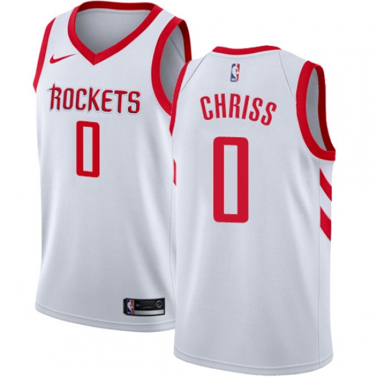 Men's Nike Houston Rockets 0 Marquese Chriss Swingman White NBA Jersey - Association Edition