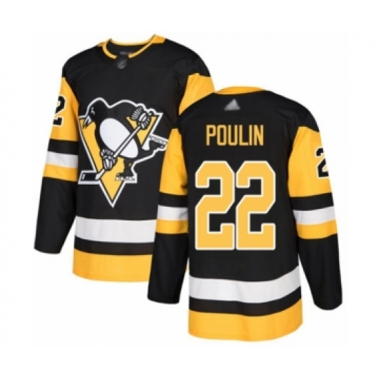 Men's Pittsburgh Penguins 22 Samuel Poulin Authentic Black Home Hockey Jersey