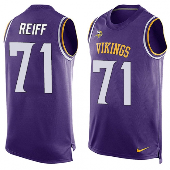 Men's Nike Minnesota Vikings 71 Riley Reiff Limited Purple Player Name & Number Tank Top NFL Jersey