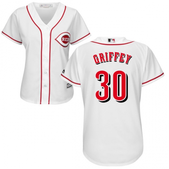 Women's Majestic Cincinnati Reds 30 Ken Griffey Replica White Home Cool Base MLB Jersey