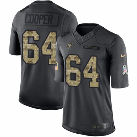 Men's Nike San Francisco 49ers 64 Jonathan Cooper Limited Black 2016 Salute to Service NFL Jersey