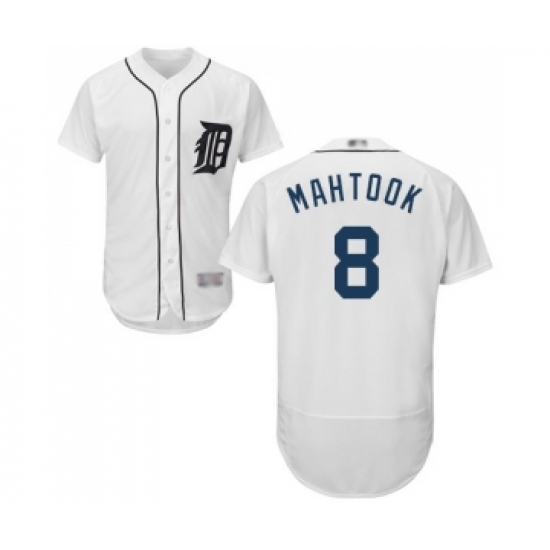 Men's Detroit Tigers 8 Mikie Mahtook White Home Flex Base Authentic Collection Baseball Jersey